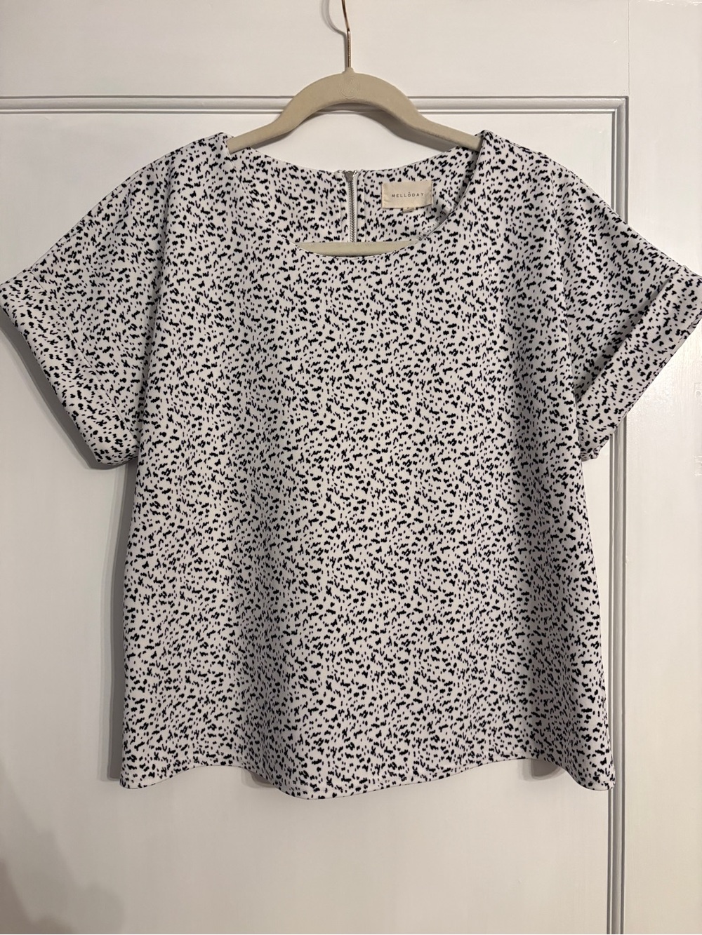 White Top with Black Speckle Print